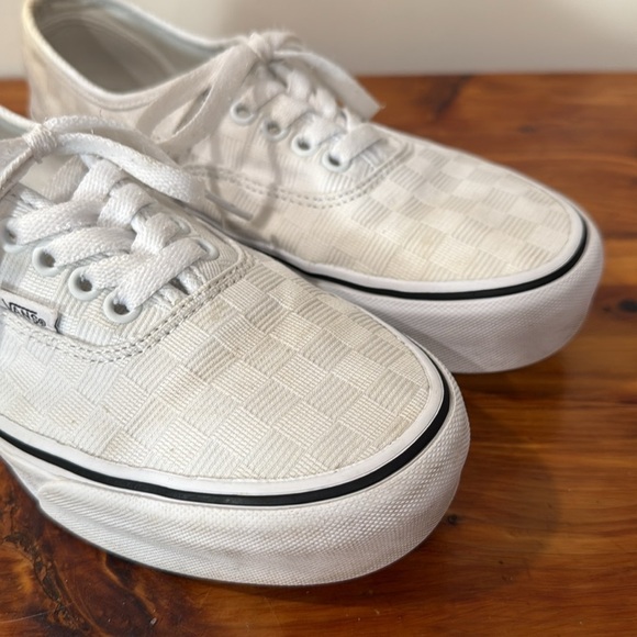 Vans Authentic Platform Tonal Check True White Sneakers - Picture 2 of 8